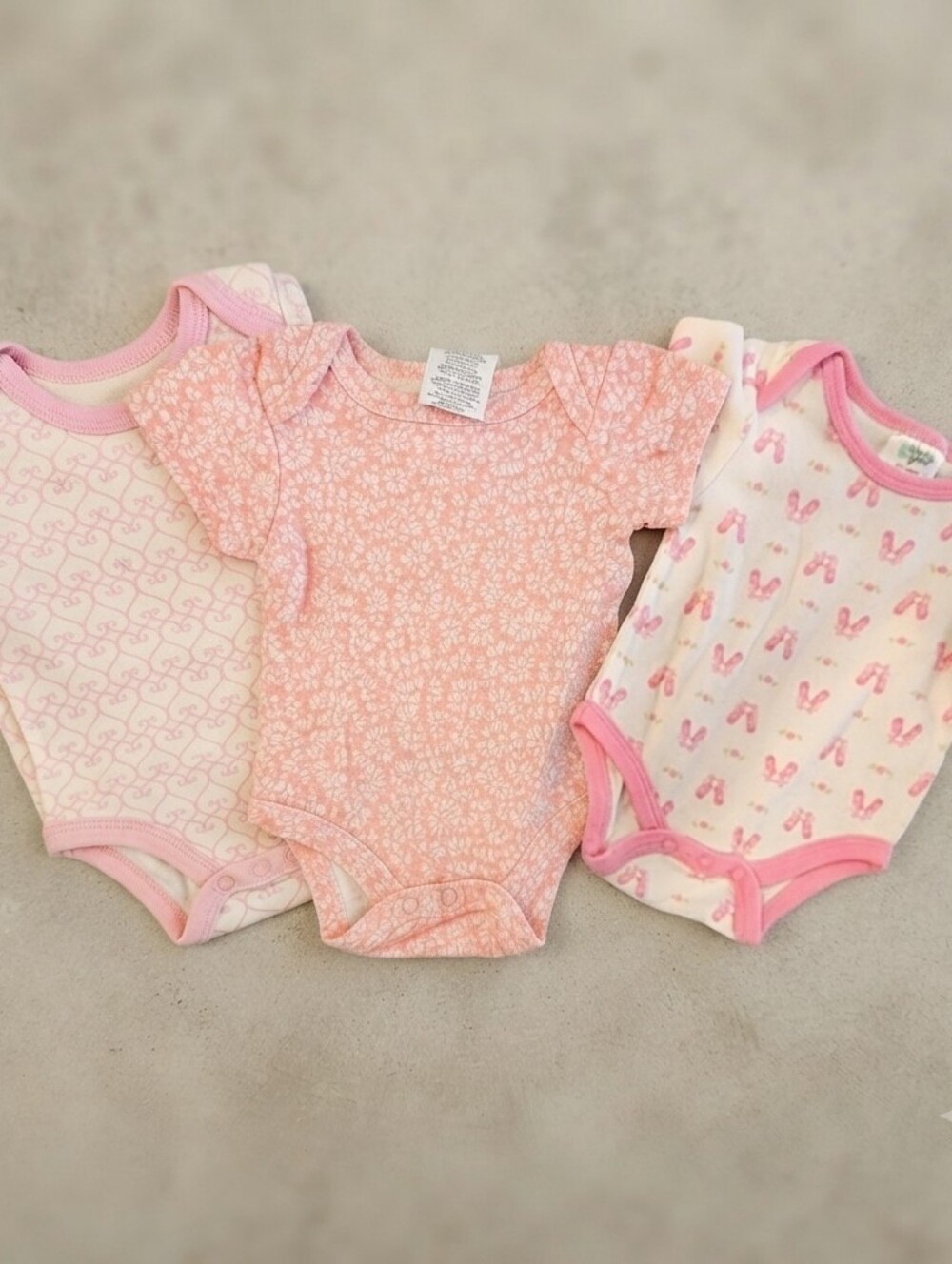 0-3M Pink and White Baby Onesie Set